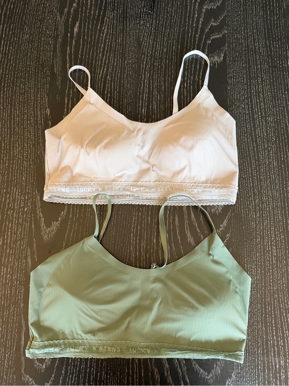 Lucky Brand Ribbed Bralettes in White & Sage